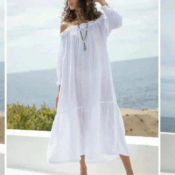 Sunday Saint Tropez NOELIE LINEN DRESS WHITE - Picture 3 of 7
